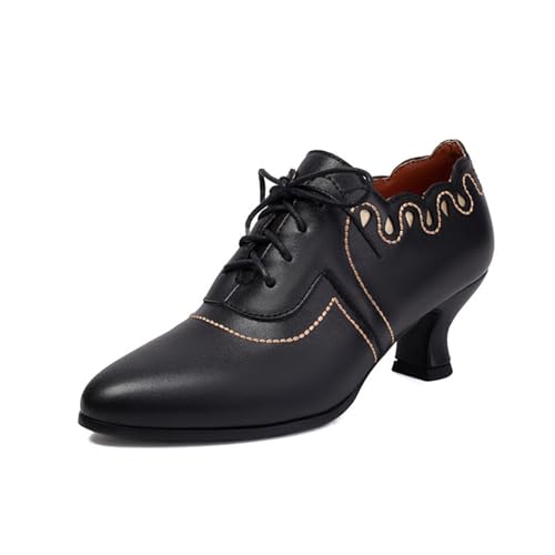 EQWIGKEIT Zapatos de traje regional para mujer con tacón, zapatos de boda, elegantes, tacones de bloque, zapatos de tacón ancho, zapatos de negocios, cómodos, zapatos de tirolesa, zapatos retro de
