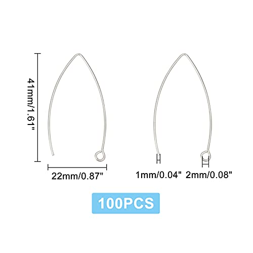 UNICRAFTALE about 100pcs V-shape Earring Hooks Stainless Steel Earring Wire Fish Hooks Metal Earring Wires with Hole for DIY Jewelry Making Stainless Steel Color 41mm Long - Image 4