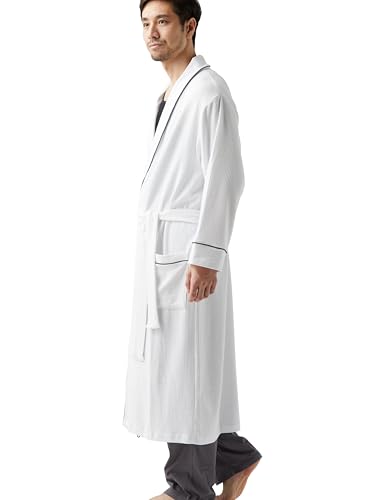 Image of Amazon Essentials Men's Lightweight Cotton Waffle Bath Robe, Mid-Length Loungewear (Available in Big & Tall)