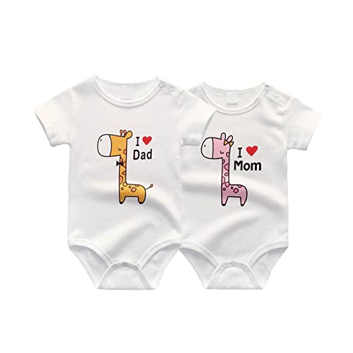 Image of ZAV Unisex Infant Baby Clothes Twins I Love Papa I Love Mama Short Sleeve Bodysuit