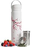 HEMLI 22 oz Ceramic Lined Tea Infuser Travel Tumbler, Micro-Mesh Stainless Steel...