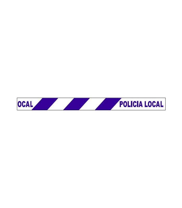 EberSign | Cinta de Balizamiento Azul/Blanca POLICIA LOCAL 8cm x 100m Galga 300 – Pack 5 Rollos, Cinta de Balizamiento NO Adhesiva