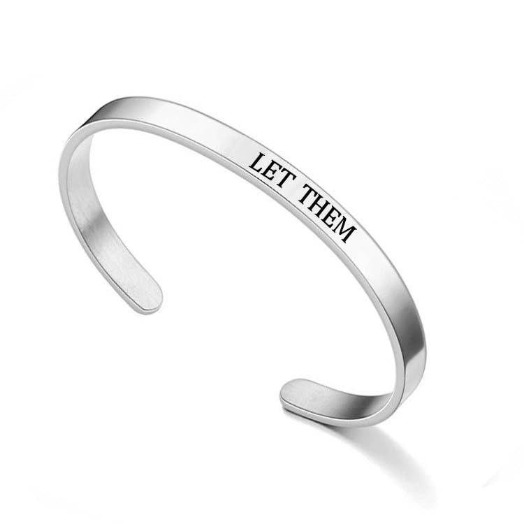Q&D&S Gold plated Let Them Cuff Bracelet, Inspirational Engraving Bracelets Stainless Steel Open Adjustable Friendship Cuff Bangle Jewelry Gifts for Best Friends