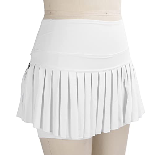 Saia de tênis, saia curta, verão branco saia plissada elástica elegante para mulheres para corrida p