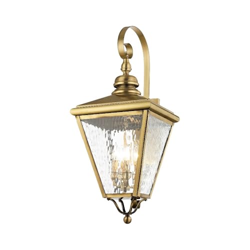 Image of Livex Lighting 2036-01 4-Light Outdoor Wall Lantern, Antique Brass | Transitional design