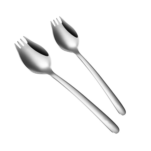 Cabilock Stainless Steel Spork with Long Handle Eco-friendly Spoon Fork Combo for Pasta Salad and Dessert Serving Home Restaurant and Outdoor Use