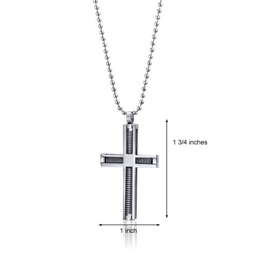 Industrial Motif Stainless Steel Modern Cross Pendant Necklace For Men #TOP1