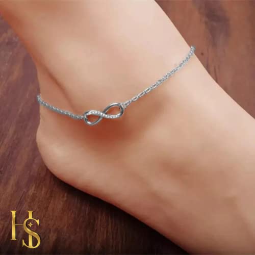 Image of HighSpark 925 Silver Anklet Payal | 92.5 Sterling Silver & Stunning Shine | Evil Eye Anklet & Minimal Elegant Anklets | Lovely Gift