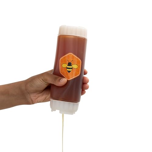 Brenium FIFO Honey Dispenser Bottle No-Drip Honey Control 18oz Refillable