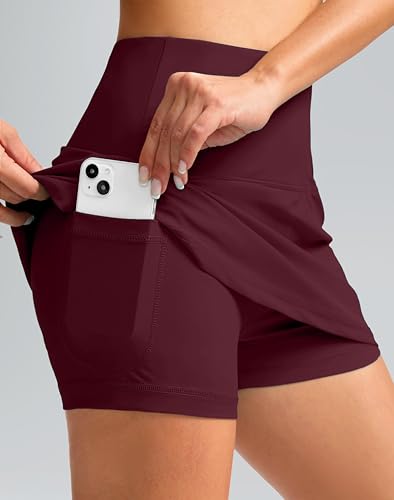 Image of SANTINY Women's High Waisted Swim Skirt with Pocket Tummy Control Tankini Swimsuit Bathing Suit Bottoms for Women