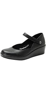 Amazon.com | Alegria Women's Sofi Leather Mary Jane Wedge Noir 5
