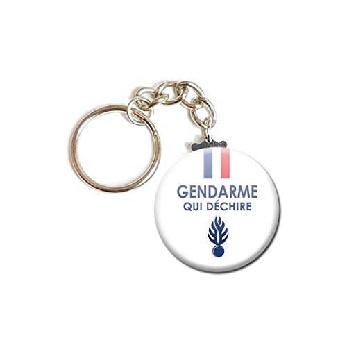 Porte Clés Chaînette 3,8 centimètre Gendarme qui déchire Idée Cadeau Accessoire Anniversaire Noël Remerciement Fête