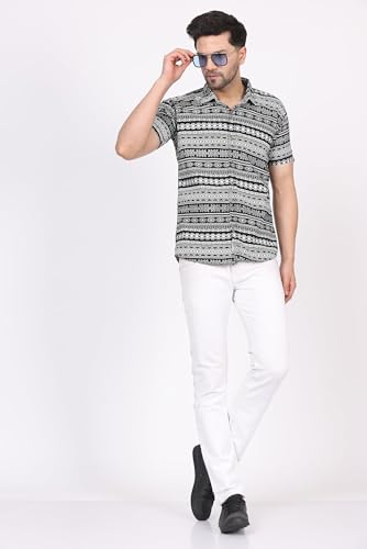 Image of CVC Fashion Men's Printed Button-Down Shirt - Aesthetic Regular Fit Half Sleeve Casual Shirt for Men, Ideal for Summer & Beach Wear