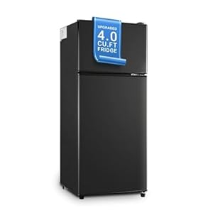 Compact Refrigerator, 4.0 Cu.Ft Machanical Apartment Size Refrigerator Perfect for Kitchen, Dorm, Apartment, Office, Double Door Refrigerator with 7 Adjustable Thermostat, Black
