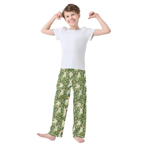 Rabbit Green Pattern A Long Pajama Pants Bottoms Soft Sleepwear with Pockets2