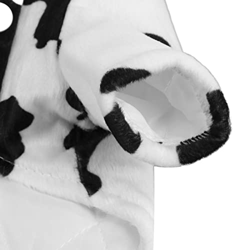 Roupas para cães com padrão de vaca branca preta, jaqueta de inverno com capuz para cães elegante e