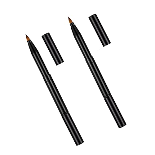 Lot de 2 brosses cosmétiques doubles rétractables portables pour lèvres, fard à paupières et pinceau anti-cernes pour un maquillage précis pour un usage quotidien et professionnel