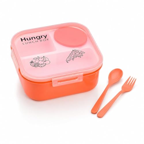 Image of Premium Insulated Lunch Box for Office & School | Leakproof Tiffin Box with Airtight Lid | Food Grade BPA Free Container | Keeps Food Fresh Hot & Cold | Portable Lunch Box for Men Women (Orange)