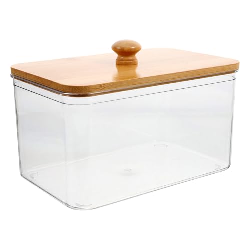 VICASKY Transparente Aufbewahrungsbox für Trocknertücher mit Bambusdeckel Praktischer Organizer für Waschraum Langlebig und Feuchtigkeitsgeschützt für Waschmittel und Wäschezubehör