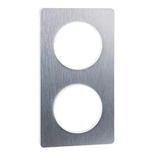 Schneider Electric - Odace Touch, plaque Aluminium brossé liseré Blanc 2 postes horiz./vert. 71mm - S520804J