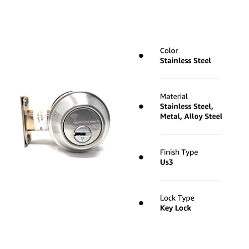 Mul-T-Lock Cronus High Security Grade 2 Single Cylinder Dead-Bolt w/Thumb Turn 2-3/8 or 2-3/4 Adjustable Backset for Commercial and Residential Metal Or Wood Doors (Stainless Steel) - Thumbnail 5