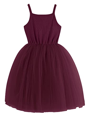 Image of GSVIBK Baby Girls Tutu Dress Sleeveless Toddler Cotton Tulle Skirt Princess Party Prom Dresses
