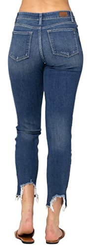 Judy Blue Women's Mid Rise Shark Bite Slim Fit Jeans4