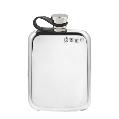 Image of English Pewter Company 4oz Plain Pewter Hip Flask with Flexi Cap [CSF434]