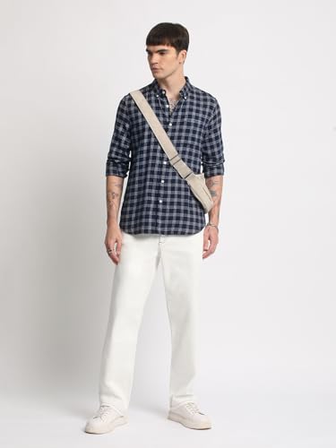 Image of THE BEAR HOUSE Men's Cotton Striped Slim Fit Casual Shirt