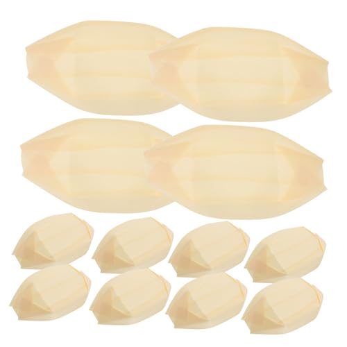 TEMPNAP 50個クラフト紙製使い捨て木皮船型フードトレイ フライドポテトサービング皿 タコスや串焼き対応 スナックスタンドやパーティー用