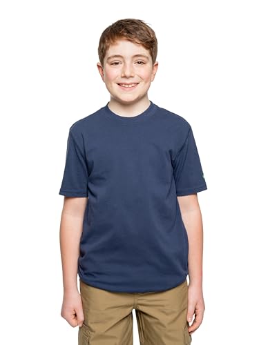 Youth UPF 30+ Breathable Dri-Balance Short Sleeve T-Shirt, with Built-in Bug Protection, Navy, Small (8)