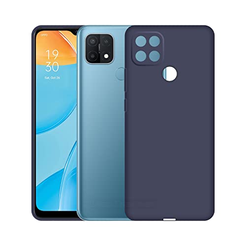 Image of Case Creation Liquid TPU Silicone Cover for Oppo A15 Soft Case,Anti-Dirty Slim Case Frosted Matte Cute Candy TPU Raised Bezel (Splash of Color) Back Case Cover for OppoA15 -Navy Electric Blue