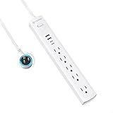 TROND 360° Rotating Plug Surge Protector Power Strip, Flat Plug Power Strip with 2 USB C and 2 USB A, 1440J Surge Protector, Wall Mountable, Flat Extension Cord 3ft for Home Office Dorm, White