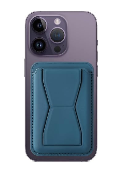 Image of ClickCase MagSafe Wallet for iPhone 14 /13 /12 Series, Adjustable Stand, Card Holder, Vegan Leather (Blue)