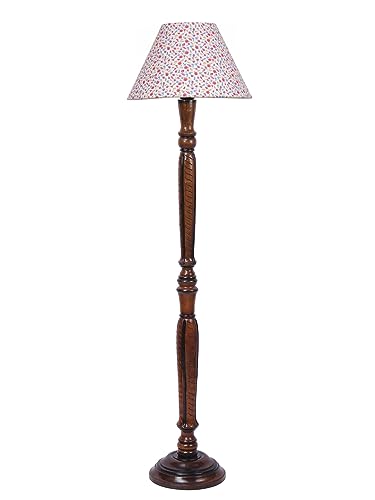 Image of Devansh Multicolor Cotton Conical Wooden Floor lamp -30