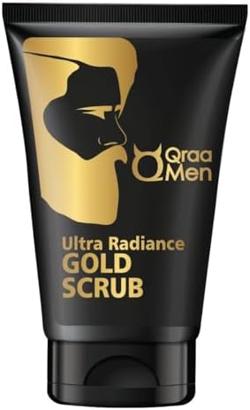 QRAA Men Ultra Radiance gold Scrub with 24k Gold- Instantly Clear and Bright Skin, Removes Dead Skin Cells, with Walnut and Vitamin E, 100 g