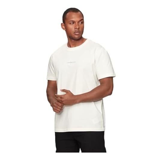 Calvin Klein Camiseta de Manga Corta Hombre Monologo Cuello Redondo, Blanco (Ivory), S