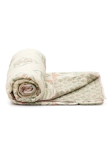 Image of Firdaus 100% Cotton Reversible AC Comforter Blanket Quilt Razai | Winter Summer All Season Dohar | Skin-Friendly Bedding | Handblock Printed Gift for Home Decor | Jaipuri Single Bed Comforter