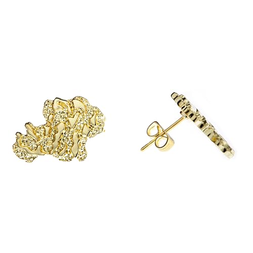 Gold Nugget Earrings Gold Earrings for Men 925 Sterling Silver, 14K Gold Plated Best Earring for Sensitive ears Gleaming Gift Choice3
