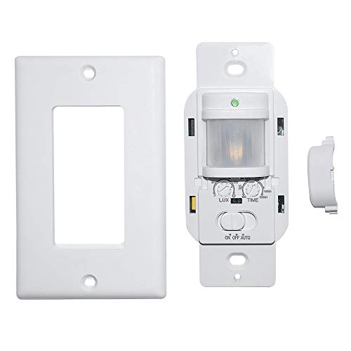 Sensky Motion Sensor Switch, Occupancy Sensor Switch, BS033C Wall Sensor Switch, 110V Neutral Wire Required, White