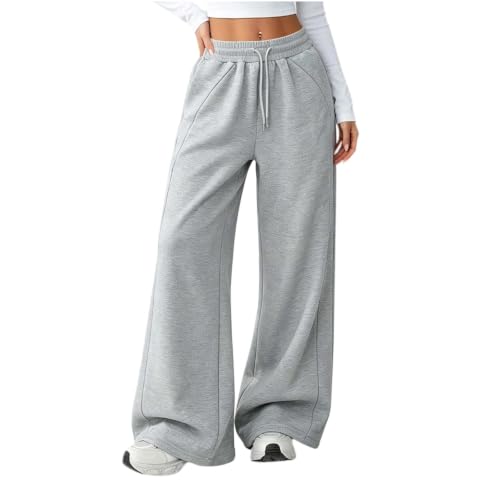 Wide Leg Sweatpants Womens Fleece Lined High Waisted Pants With Pockets - image 4