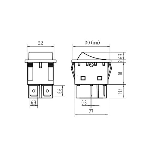 Interrupteur à bascule 20A AC 250V à 4 broches avec lampe témoin rouge ZH02-Ax - 3