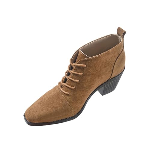 Bottes style britannique pour femme à lacets et bout rond unie