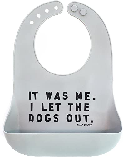 Image of Baby Bib for Eating by Bella Tunno, Waterproof Silicone Bib with Large Food Catcher, Adjustable Fit for Babies 4-12 months & Toddlers 1-3 Years, Boys & Girls, Let The Dogs Out
