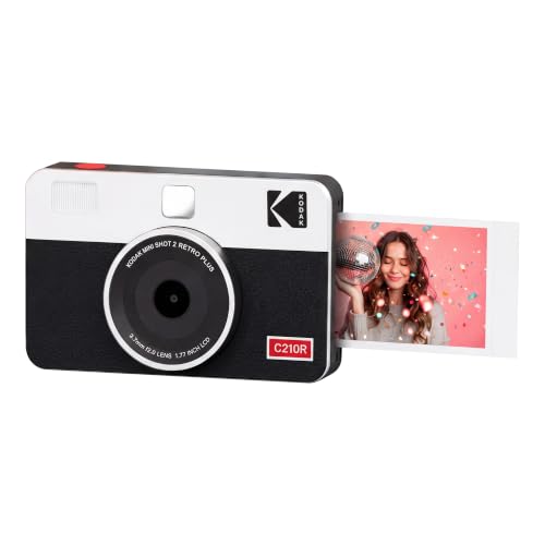 Image of KODAK Mini Shot 2 Retro 2x3 Instant Camera, Photo Printer, 8 Sheets, White
