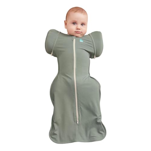 Image of Love to Dream Swaddle Up Transition Bag, Snug Fit, Zip-Off Wings, 1.0 Tog Suitable for Moderate Temperature 20-24°C, Machine Washable & Double Zip for Easy Nappy Change, Deep Olive