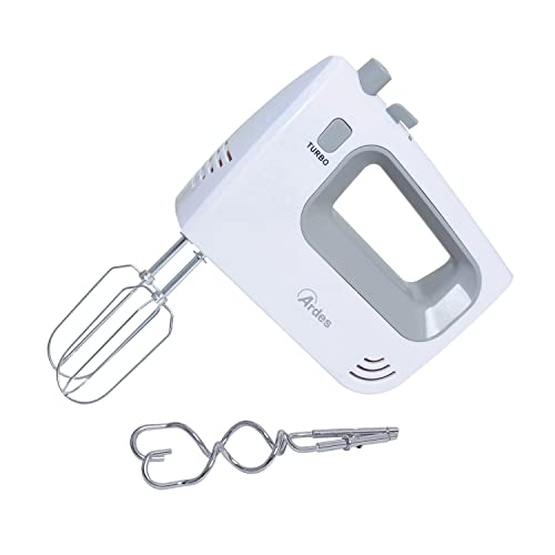 ARDES - ARSBAT01 Spinny Handmixer mit 5 Geschwindigkeiten und Turbo – Handmixer mit Schneebesen zum Kneten und Schlagen – elektrischer Handmixer 200 W, Weiß