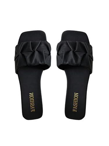 Image of GORGLITTER Women's Summer Cute Flat Sandals Dress Slide Sandals Square Toe Wedding Shoes Vacation Trendy Sandals 2026