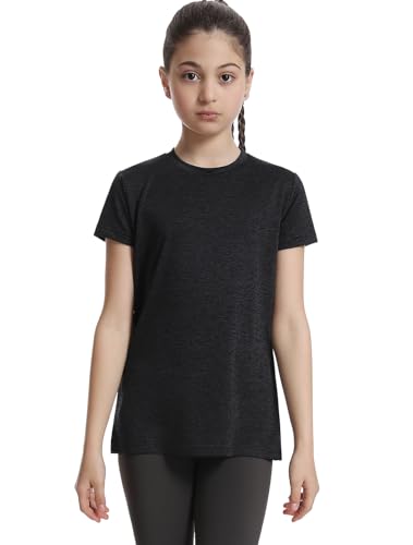 Image of 5 Pack Girls Athletic Shirts Short Sleeve Dry Fit T-Shirts Tops for Teens | Soft and Breathable Fabric, Bright and Cute Colors, Longer Length Design, Colorfast and Anti-Wrinkle