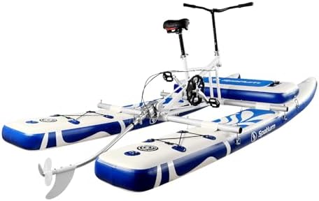 Spatium Fishing Water Bikes 2.0,Pedal Drive Water Bike Inflatable Float Adults & Youth Fishing/Cruise on Water More Stable+Mat Dark Blue Water Bikes for Lake